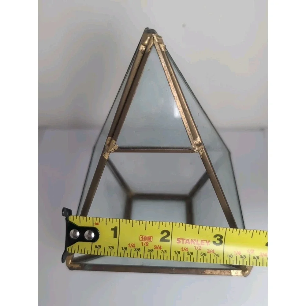 Vintage Geometric Terrarium Planter Brass & Glass Succulents Holder 6